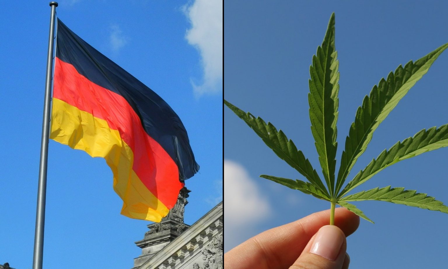 German flag and cannabis leaf